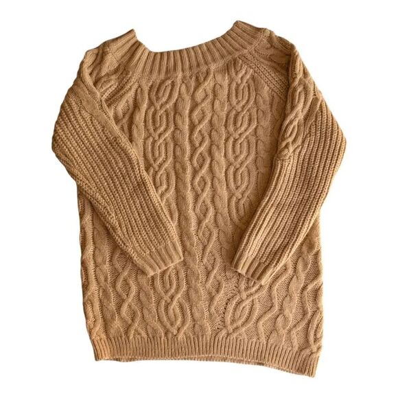 NWT Asos Beige Carmel Long Sleeve Chunky Cable Knit Sweater Mock Neck Women's  8 - Picture 6 of 11